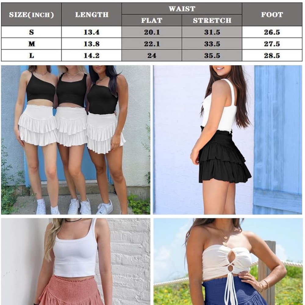 🏴 RUFFLE SKORT 🏴 tiered high waisted skort | skirt fully lined with shorts - Picture 6 of 7